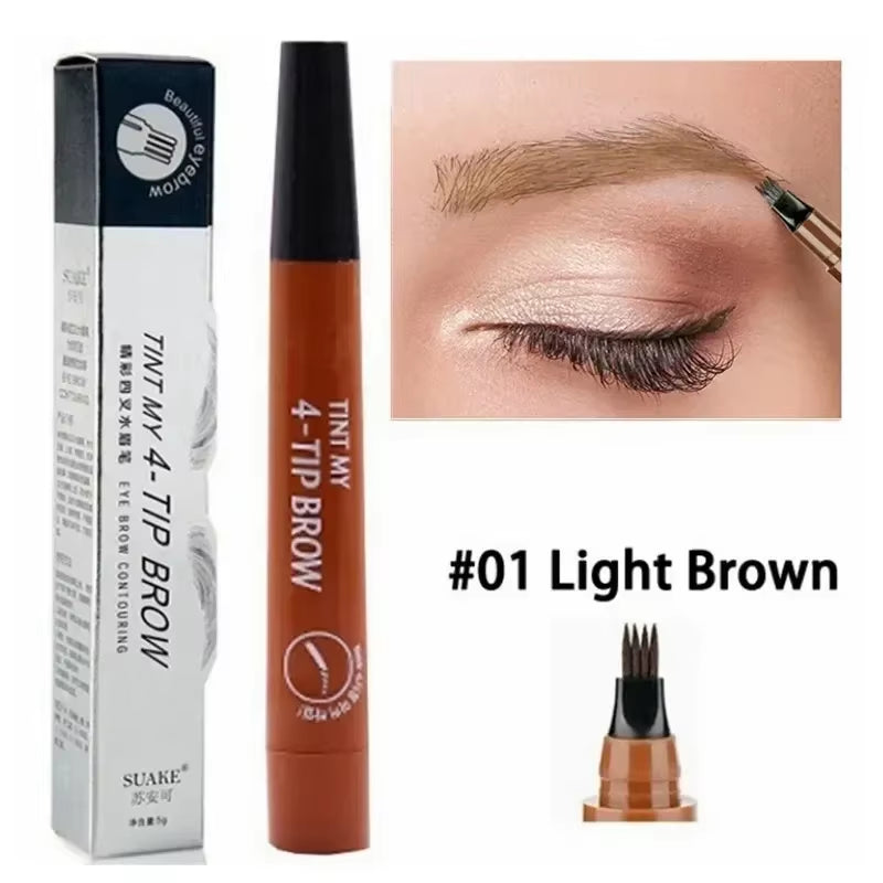 4 Point Eyebrow Pencil 4 Prong Tip Eyebrow Pen 4 Fork Eyebrow Pencil Waterproof Liquid Eyebrow Pencil Long Lasting like Real