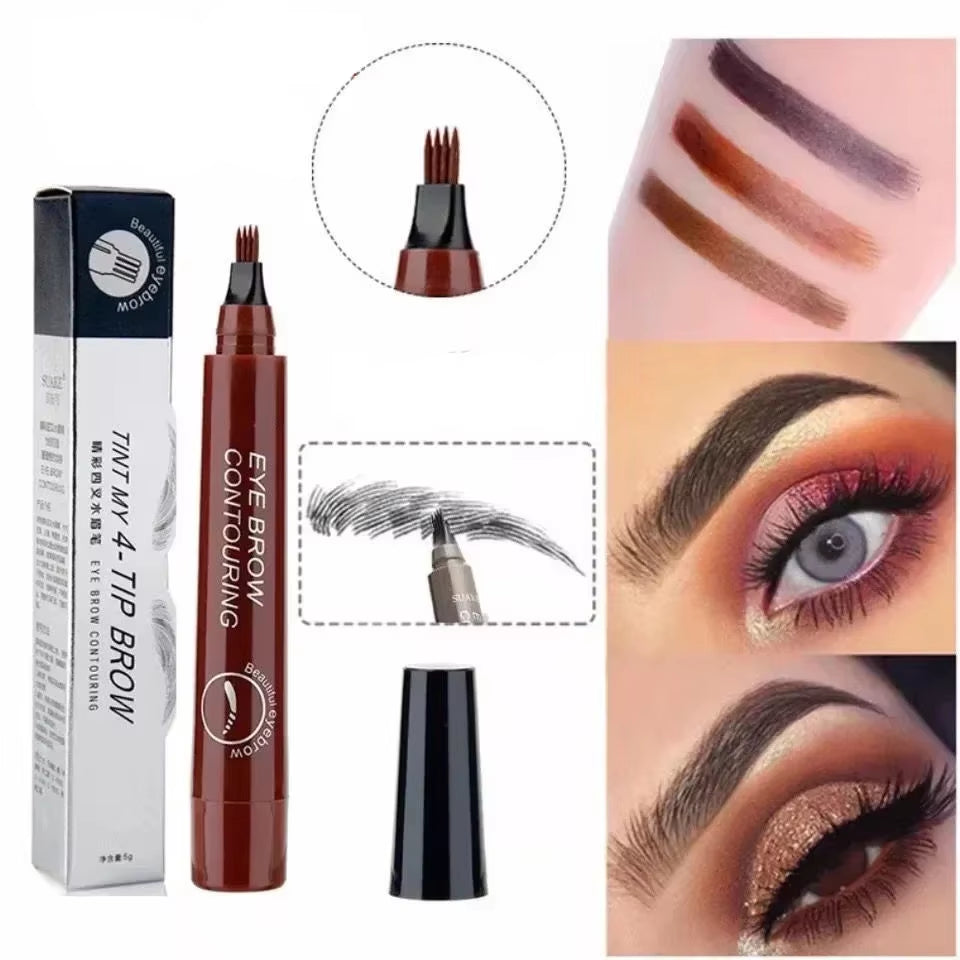 4 Point Eyebrow Pencil 4 Prong Tip Eyebrow Pen 4 Fork Eyebrow Pencil Waterproof Liquid Eyebrow Pencil Long Lasting like Real