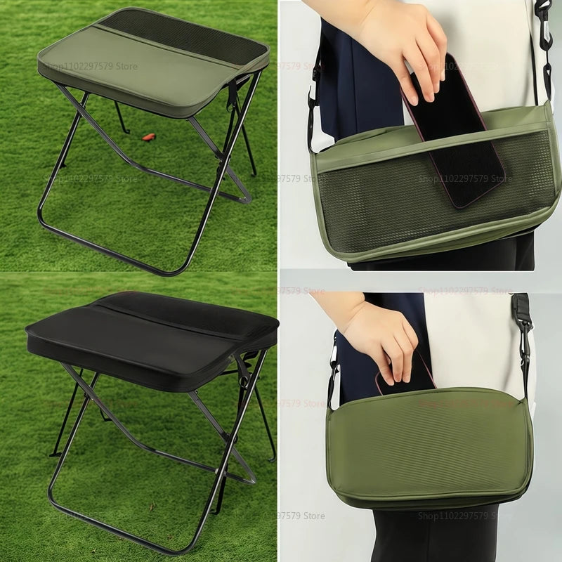 Outdoor Folding Backpack Chair, Equipped with Mesh Pockets, Suitable for Camping and Hiking, Portable Handbag-Style Chair