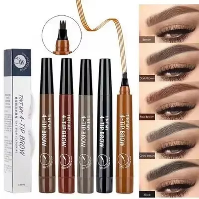 4 Point Eyebrow Pencil 4 Prong Tip Eyebrow Pen 4 Fork Eyebrow Pencil Waterproof Liquid Eyebrow Pencil Long Lasting like Real