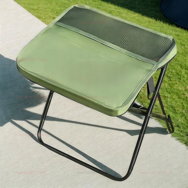 Outdoor Folding Backpack Chair, Equipped with Mesh Pockets, Suitable for Camping and Hiking, Portable Handbag-Style Chair