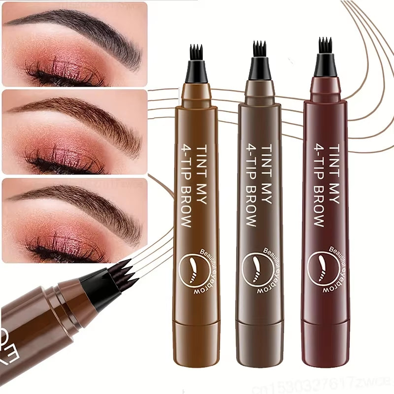 4 Point Eyebrow Pencil 4 Prong Tip Eyebrow Pen 4 Fork Eyebrow Pencil Waterproof Liquid Eyebrow Pencil Long Lasting like Real