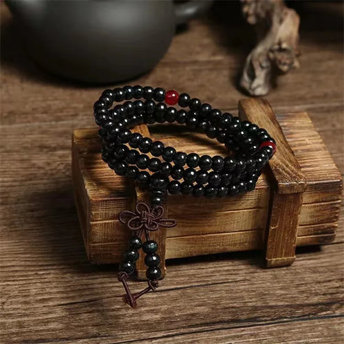 Natural Chinese Sandalwood 108 Prayer Beads Mala Bracelet Necklace 6mm