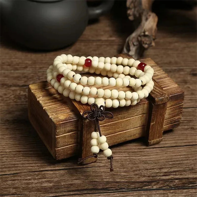 Natural Chinese Sandalwood 108 Prayer Beads Mala Bracelet Necklace 6mm