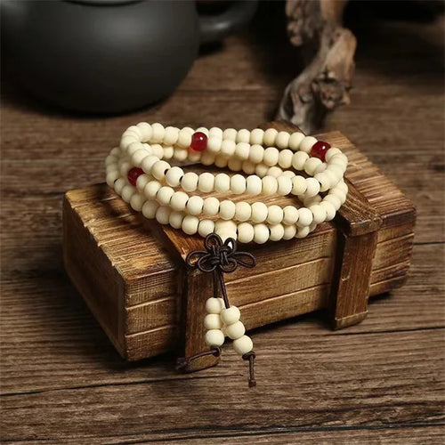Natural Chinese Sandalwood 108 Prayer Beads Mala Bracelet Necklace 6mm