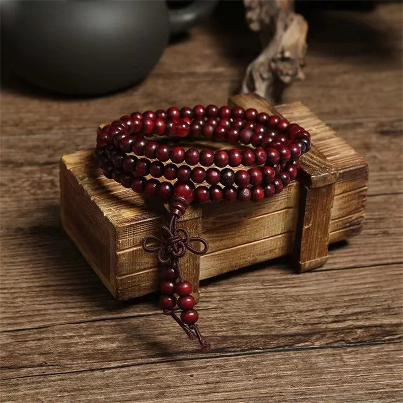 Natural Chinese Sandalwood 108 Prayer Beads Mala Bracelet Necklace 6mm