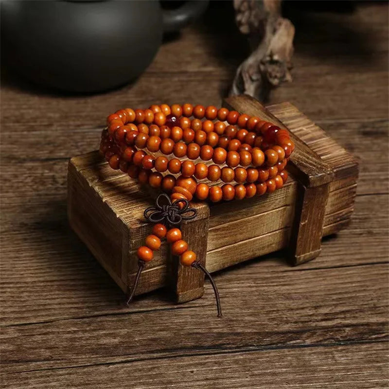Natural Chinese Sandalwood 108 Prayer Beads Mala Bracelet Necklace 6mm