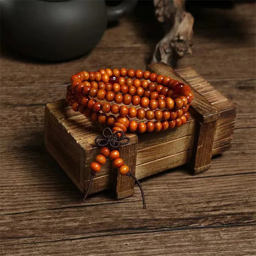 Natural Chinese Sandalwood 108 Prayer Beads Mala Bracelet Necklace 6mm