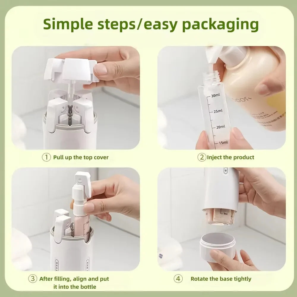 4-in-1 Travel Refillable Bottles, Portable Toiletries and Cosmetics